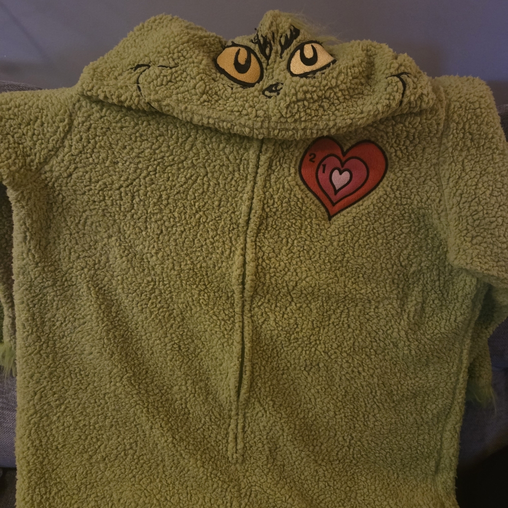 Green Fleece Pajama Top with Heart Patch